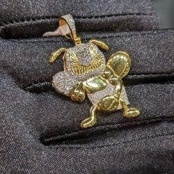 Real Gold and Natural Real Diamond Boxing Bee Pendant