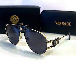New Versace Aviator Metal Sunglasses 
