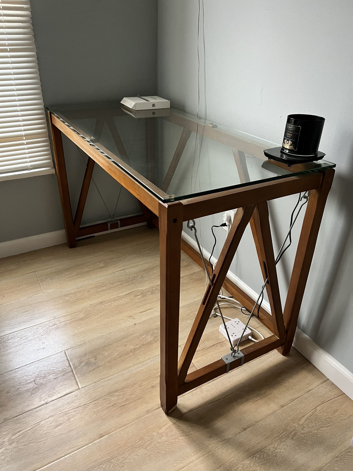 Wood And Glass Top Desk