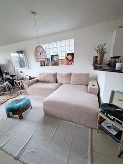Sectional Sofa with Chaise - Beige Corduroy