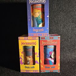 Vintage Lot Of 3 Burger King Pocahontas Colors Of The Wind Collectible Cups