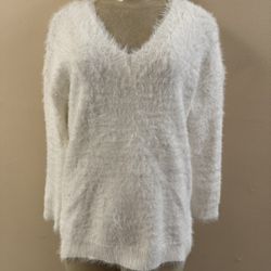 NWOT White Jessica Simpson Eyelash Bar Back Tunic Sweater XS