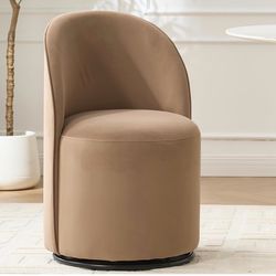Brown Modern Round Velvet Comfy Upholstered Accent Chair
