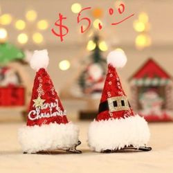 Christmas Plush Small Hat Hair Pin Holiday Party