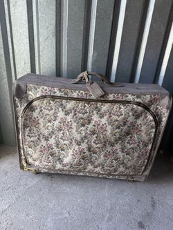 Vintage Floral Tapestry Suitcase Luggage