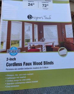 Designer's Touch (contact info removed) Cut-to-Width White Cordless 2 in. Faux Wood Blind - 24
New several quantities available  24x72$25