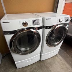 Samsung Front Load Washer & Dryer Set with Pedestals