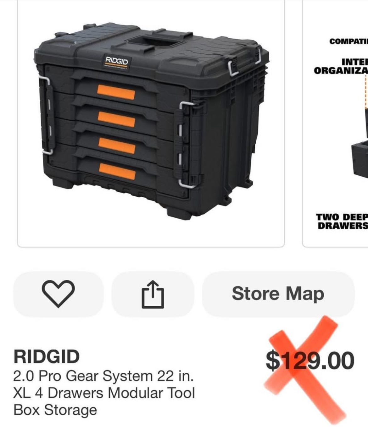 RIDGID 2.0 Pro Gear System 22 in. XL 4 Drawers Modular Tool Box Storage