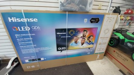 Hisense  75" QLED  tv available on payments with just $50 down to take it home . Easy online application