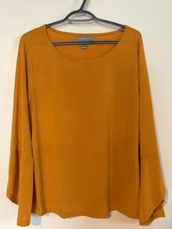 By Design Mustard Bell Sleeve Top