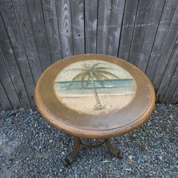 Antique style painted bistro end occasional table with palm tree design shabby chic 

This is a really cool piece. 