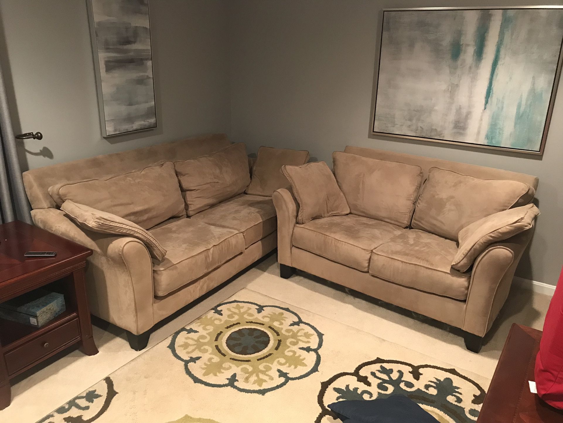 Microsuede Leather Couch And Loveseat