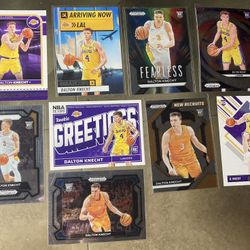 9 card NBA basketball Los Angeles Lakers Dalton Knecht lot 2024 Prizm Hoops Etc All cards are In good condition near mint to mint - gem.
