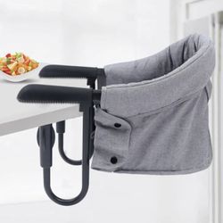 Portable Folding Baby Hook On Clip On High Chair Booster Fast Table Seat Grey l-NEW