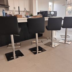 Heavy Quality Black Leather Bar Stools
