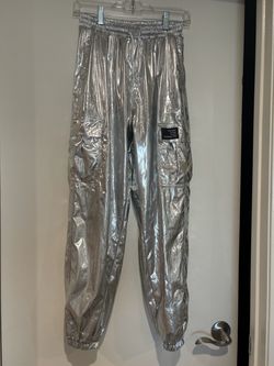 KIDS Silver Metallic Cargo Jogger Pants size 170 (kids 14-16)
