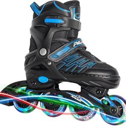 Inline Skates for Girls and Boys, Adjustable Roller Skates with Featuring All Illuminating Wheels, for Kids and Adults, Men and Ladies

