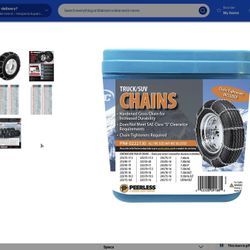 New in box  Peerless Chain 0322730 Truck Tire Chains 1 Pair, Winter Tire Traction hurry good deal store price $152. Here only $120 no tax pickup