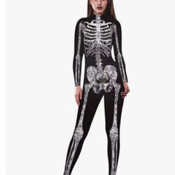 Women's Skeleton Halloween Bodysuit Costume  Small