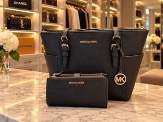 Michael Kors Black Purse & Matching Wallet Set