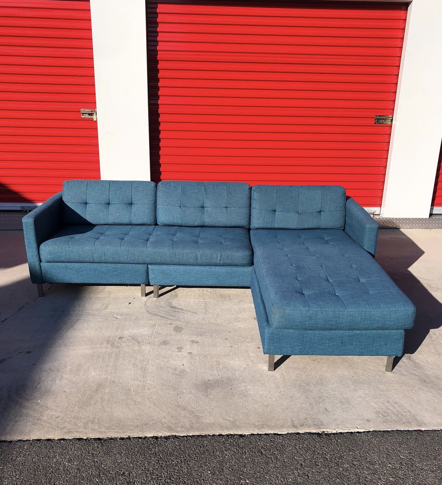 ( Free Delivery ) CB2 Ditto II Peacock Teal Sectional Couch