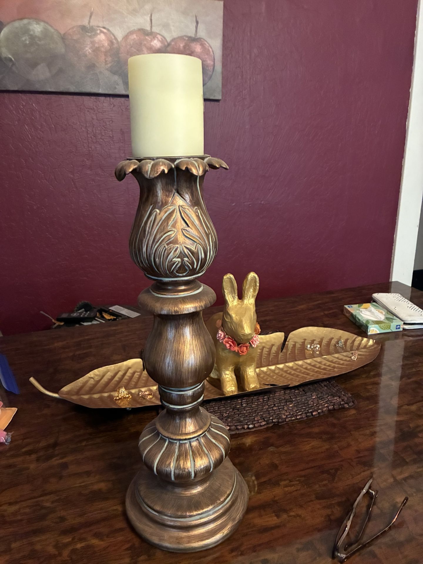 Tall Candle Holder And Flameless Candle . 2 Feet Tall With Candle. 