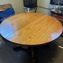 Antique Solid Oak Kitchen Table 