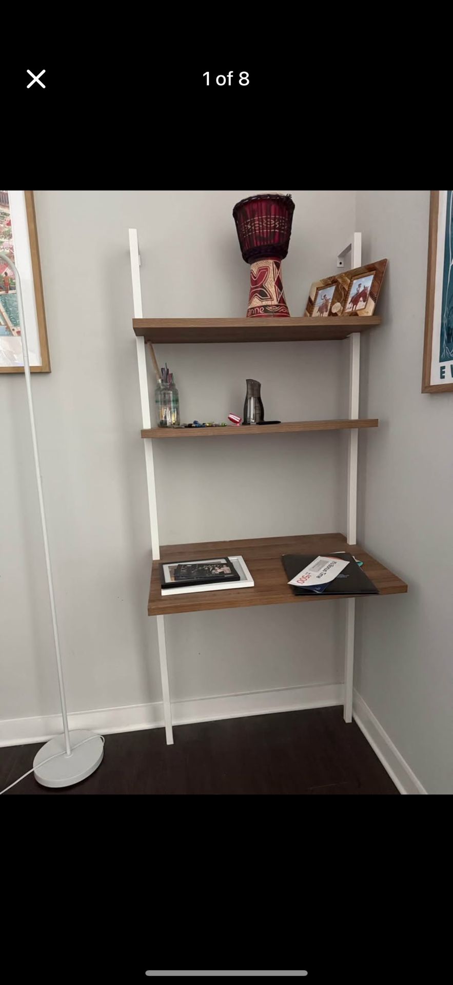 Wall mounted writing desk - Rustic Oak/White