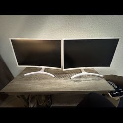 Acer Gaming Monitor 23.6” Curved ED242QR wi 1920 x 1080 75Hz Refresh Rate and Gladiator Joe Monitor Arm Mount VESA Bracket Adapters