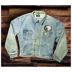 RALPH LAUREN POLO COUNTRY DISTRESSED/ REPAIRED DENIM JACKET- MEN'S SIZE XLARGE