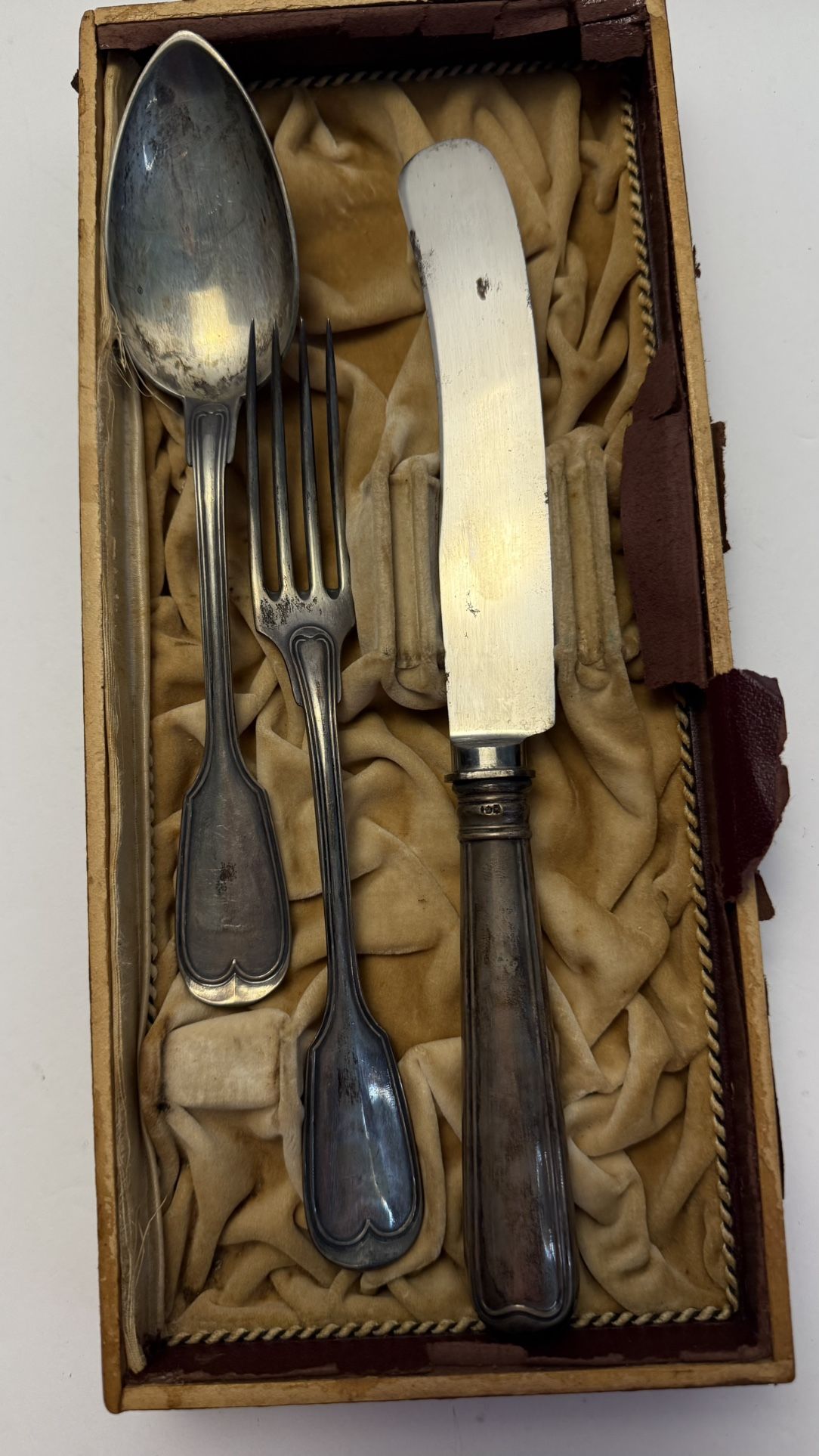 Antique 1907 German Silver Cutlery Set Elberfeld Schützenbund 800 w/ Case