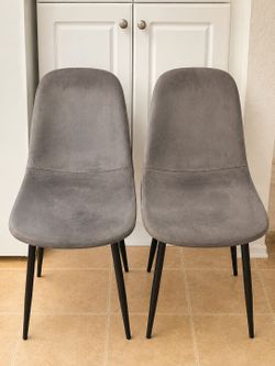 🪑 Set of 2 Gray Suede Dining Chairs 👌