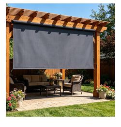 Outdoor Roller Shade 8'W x 6'H - ONLY 1 AVAILABLE  LIGHT GRAY