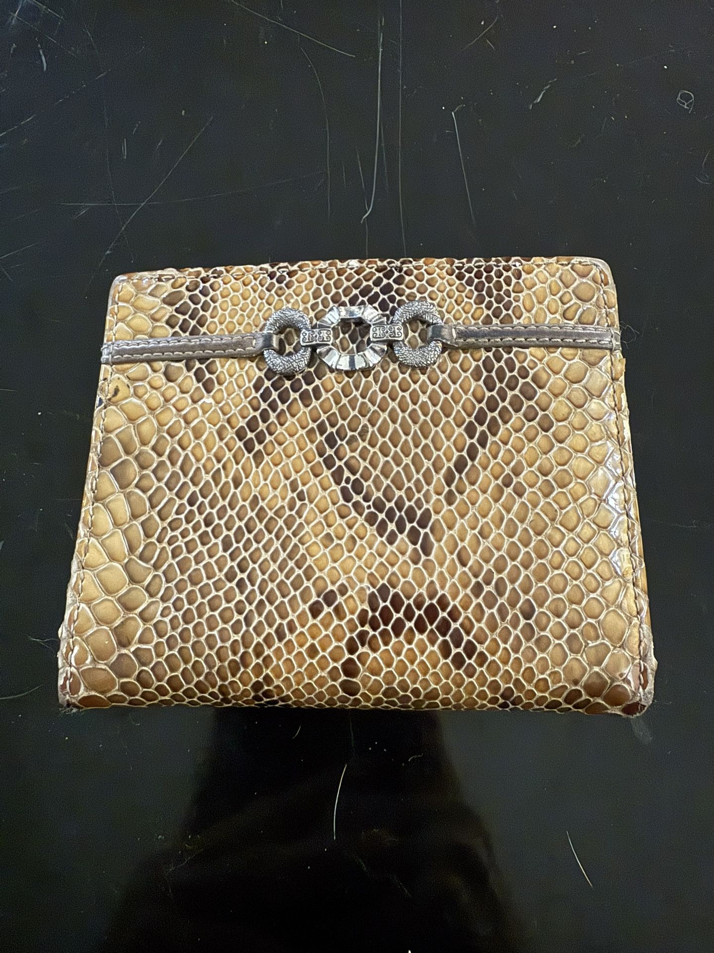 BRIGHTON BROWN PYTHON FAUX LEATHER WOMEN WALLET/ORGANIZER 