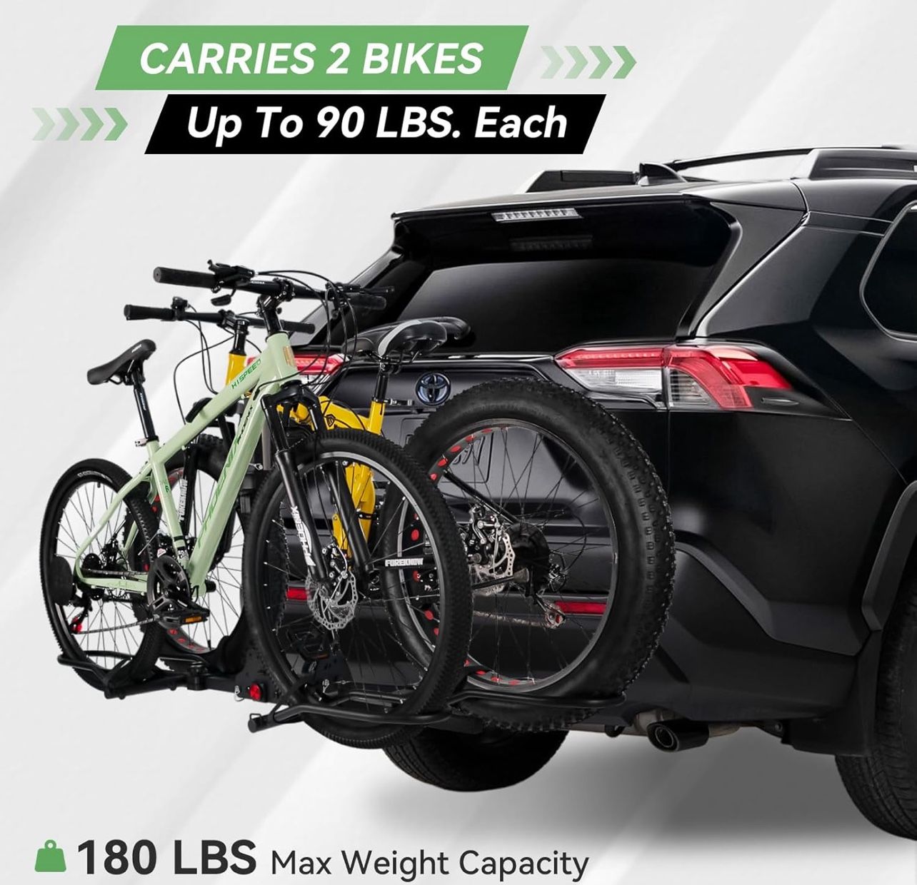 MEEVIZ Hitch Bike Rack, Anti Wobble Tilting Folding Bike Carrier