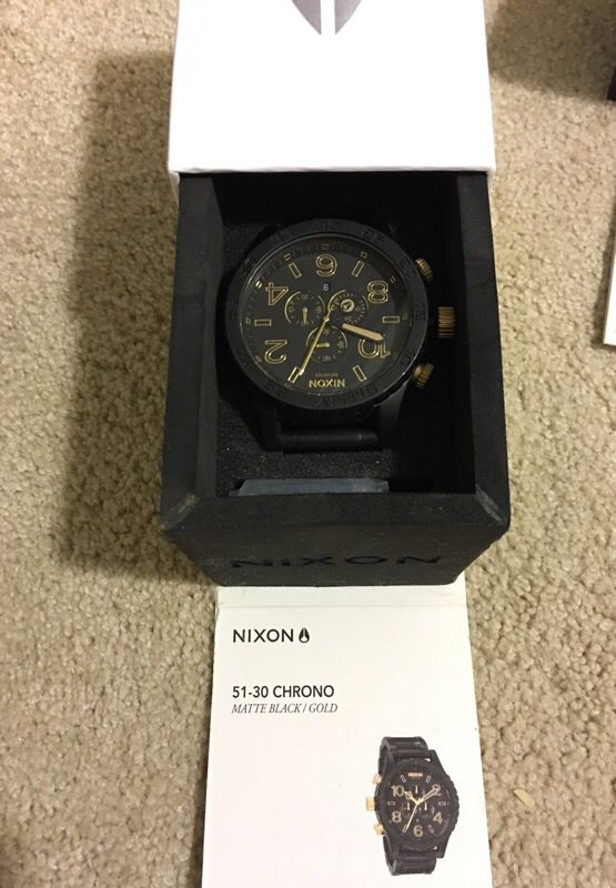Nixon Men's  Chrono Matte Black and Gold Watch for Sale in