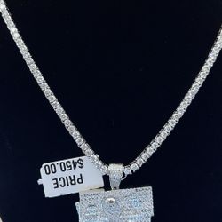 Silver Moissanite Necklace And Pendant 