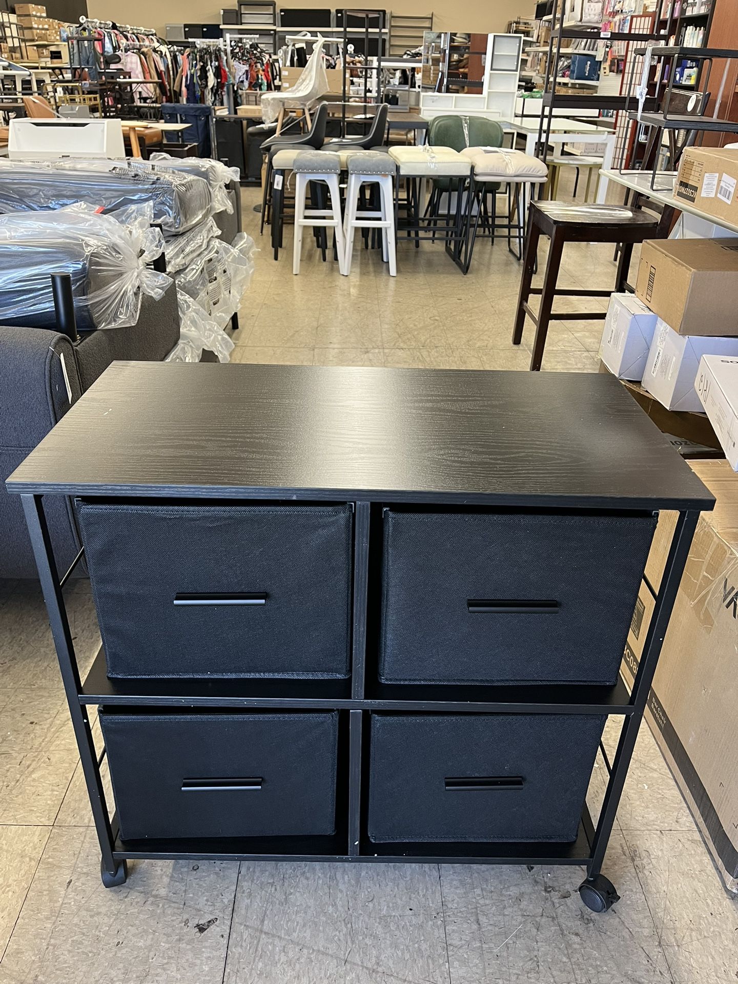 VASAGLE File Cabinet with 4 Drawers Cube Storage Shelf - Black