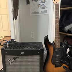 Mustang 1 Amp and Fender Bullet Electric Guitar