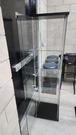 Ikea DETOLF Glass-door cabinet, black-brown, 16 3/4x64 1/8 