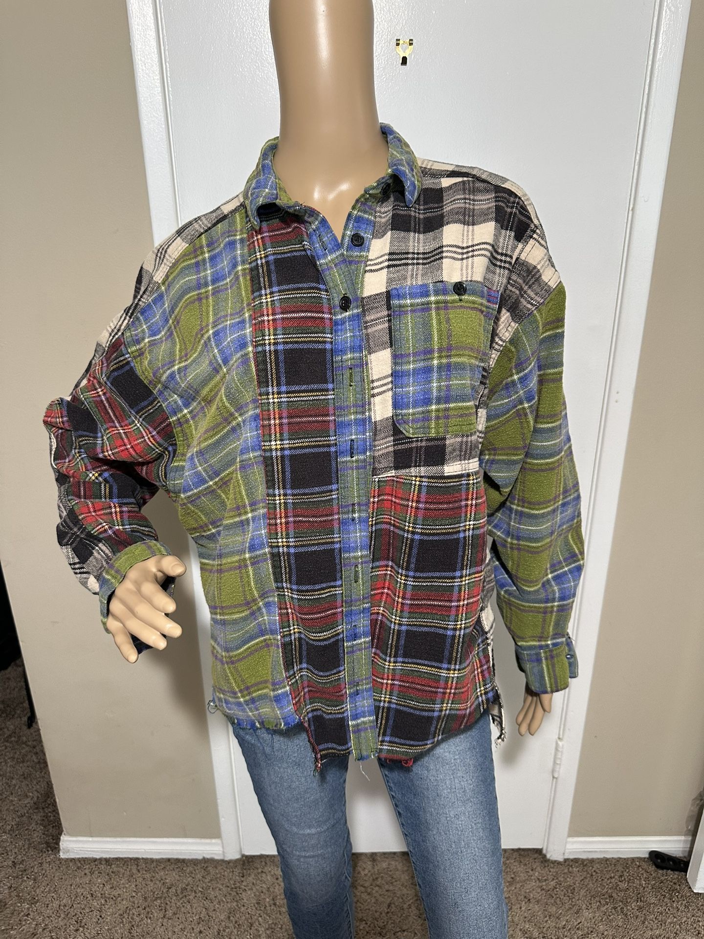 Urban Outfitters BDG Ted Patchwork Oversized Pink Purple MultiColored Flannel