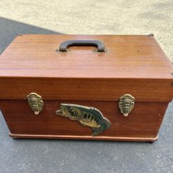 Vintage Handmade Fishing Tackle Box Large Mouth Bass 