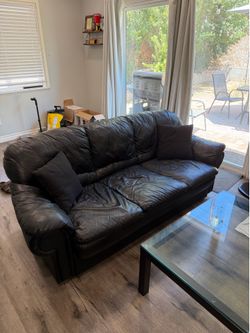 Black Leather Sofa – $100 OBO