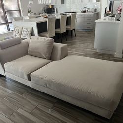 Free 2 sectional couch - cream white microfiber