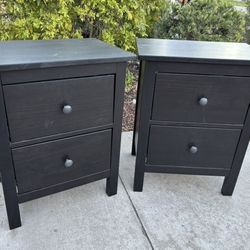 Black Solid Wood Hemnes Dresser Chest Nightstand Set 