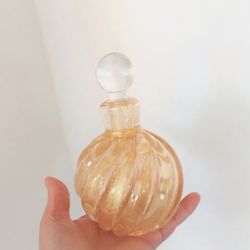 Vintage Venetian Murano Glass Gold Flakes, Italian Perfume Bottle 