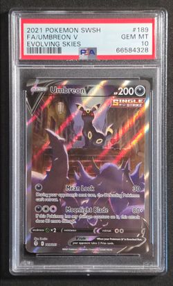 2021 POKEMON FA/UMBREON V EVOLVING SKIES SWORD & SHIELD #189 PSA 10