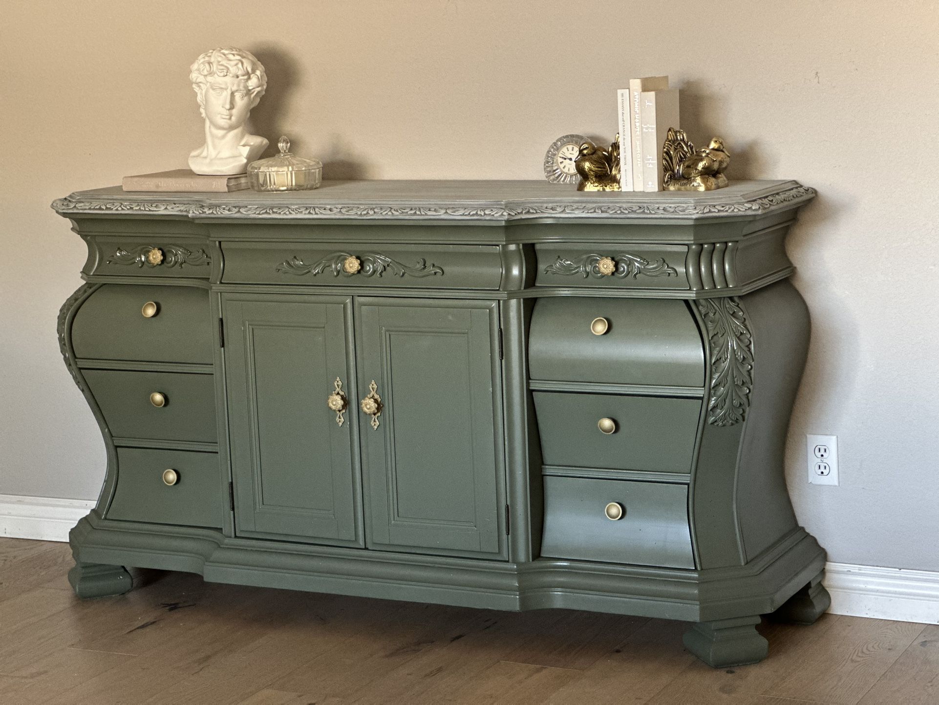Stunning green sage credenza cabinet cdddenza