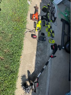 Huge Cordless Tool Bundle – Ryobi, Black+Decker, Batteries, Chargers, Pressure Washer & Tiller
