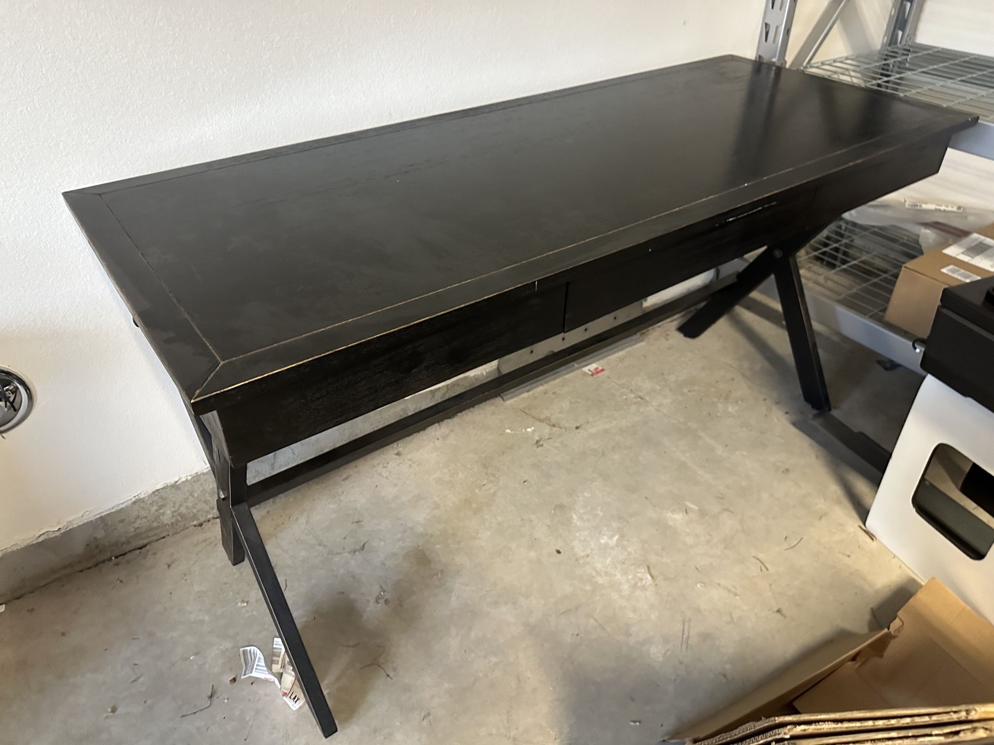 Black Wood Office Desk With Extensions